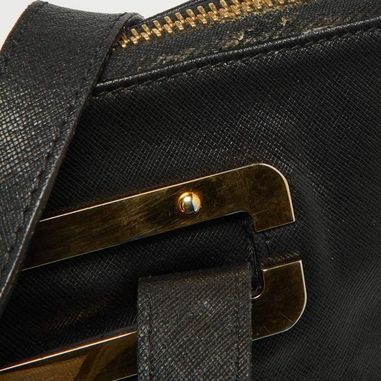 Pre Owned Emporio Armani Black Leather Laptop Bag