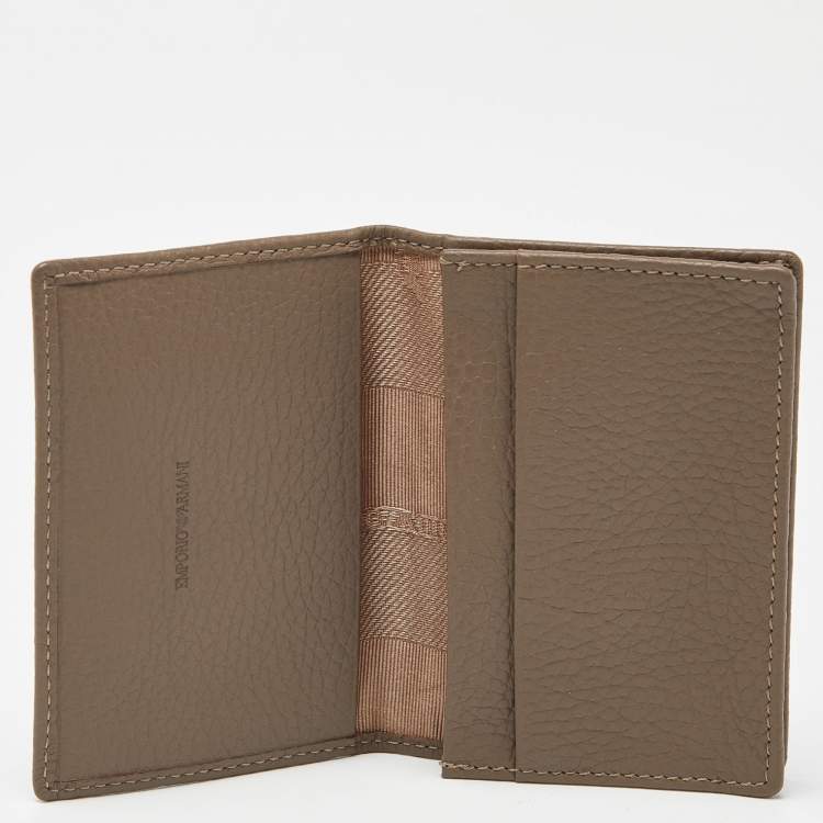 Pre Owned Emporio Armani Beige Leather Card Case