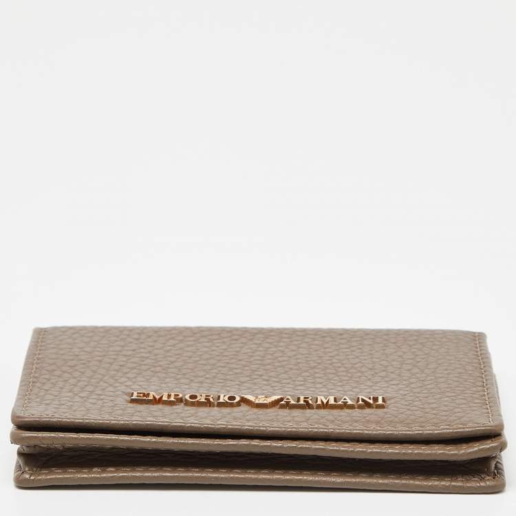 Pre Owned Emporio Armani Beige Leather Card Case