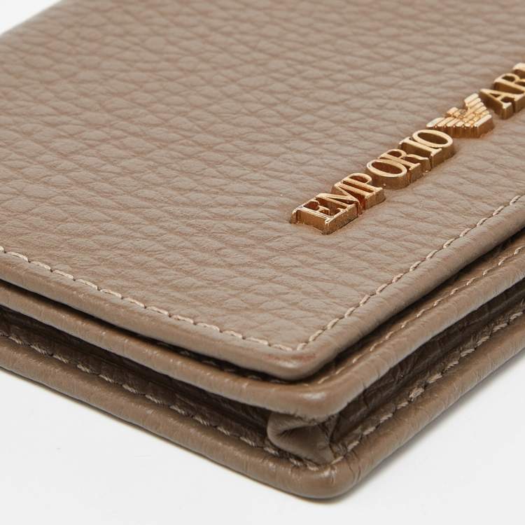 Pre Owned Emporio Armani Beige Leather Card Case