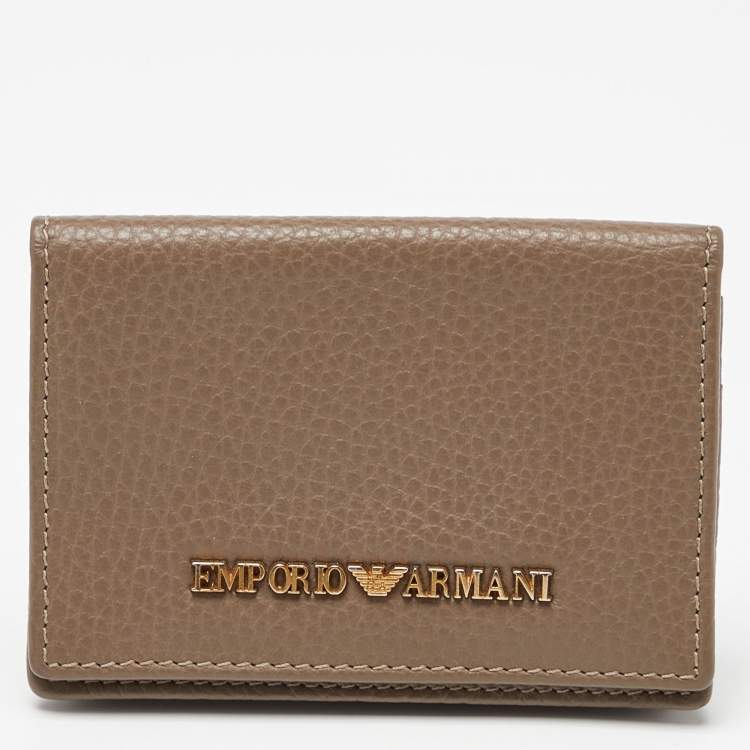 Pre Owned Emporio Armani Beige Leather Card Case