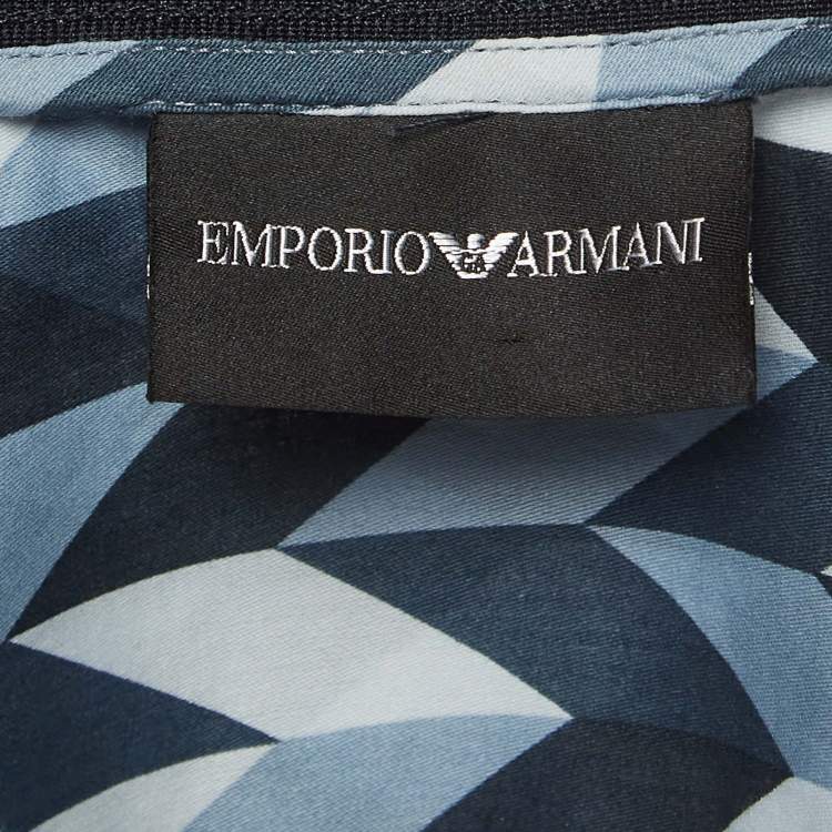 مملوكة مسبقًا Emporio Armani Blue Geometric Pattern Poplin Shirt S