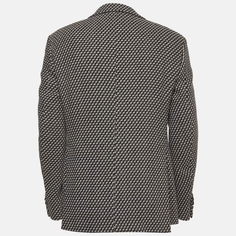 مملوكة مسبقًا Emporio Armani Grey Patterned Boucle Blazer XL