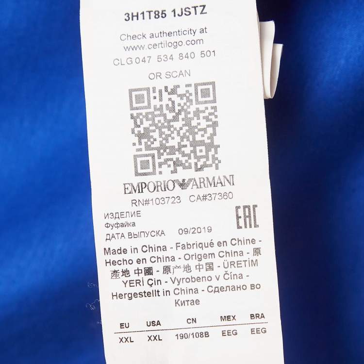 مملوكة مسبقًا Emporio Armani Blue Logo Print Jersey T-Shirt XXL