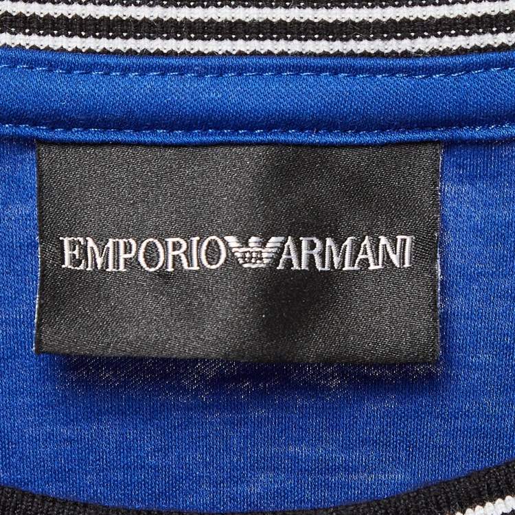 مملوكة مسبقًا Emporio Armani Blue Logo Print Jersey T-Shirt XXL