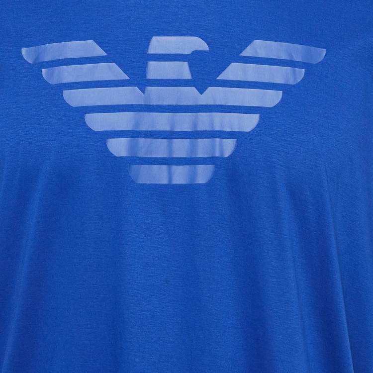 مملوكة مسبقًا Emporio Armani Blue Logo Print Jersey T-Shirt XXL