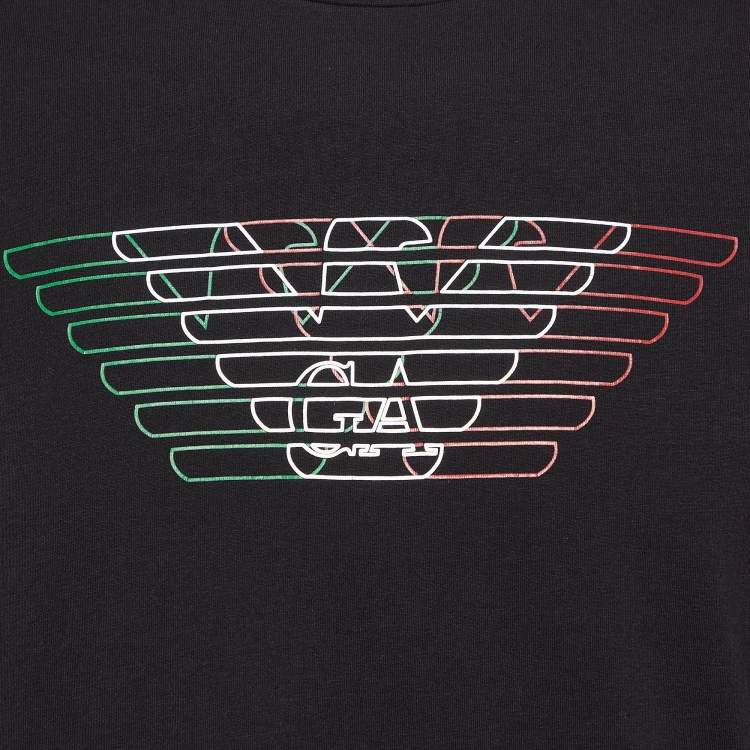 مملوكة مسبقًا Emporio Armani Black Logo Print Cotton T-Shirt XXL