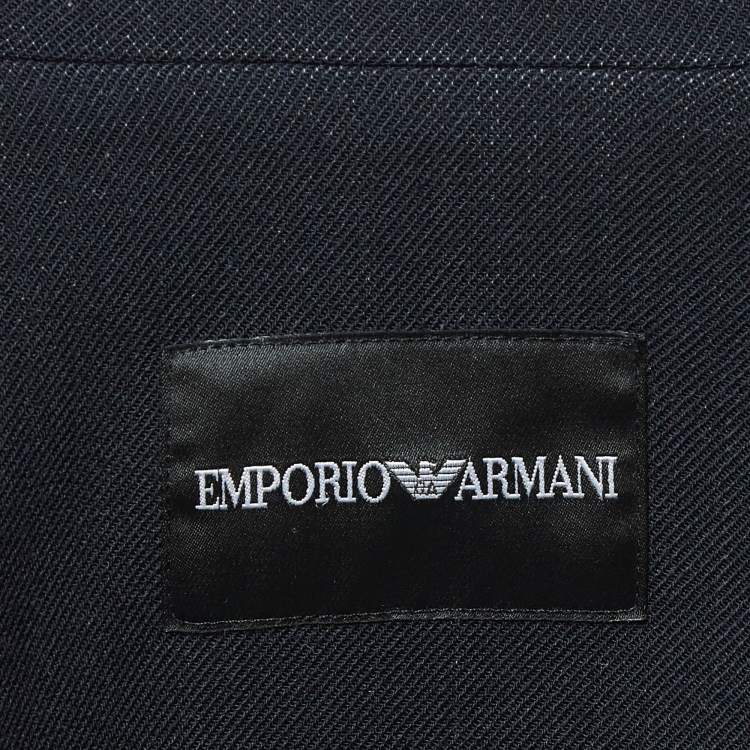 Pre Owned Emporio Armani Navy Blue Gabardine Zip-Up Jacket M