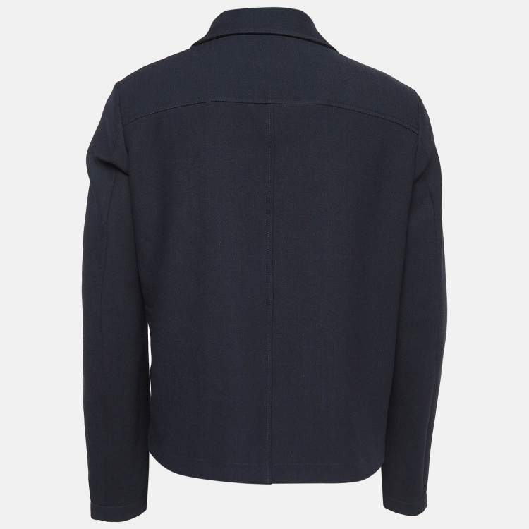 Pre Owned Emporio Armani Navy Blue Gabardine Zip-Up Jacket M