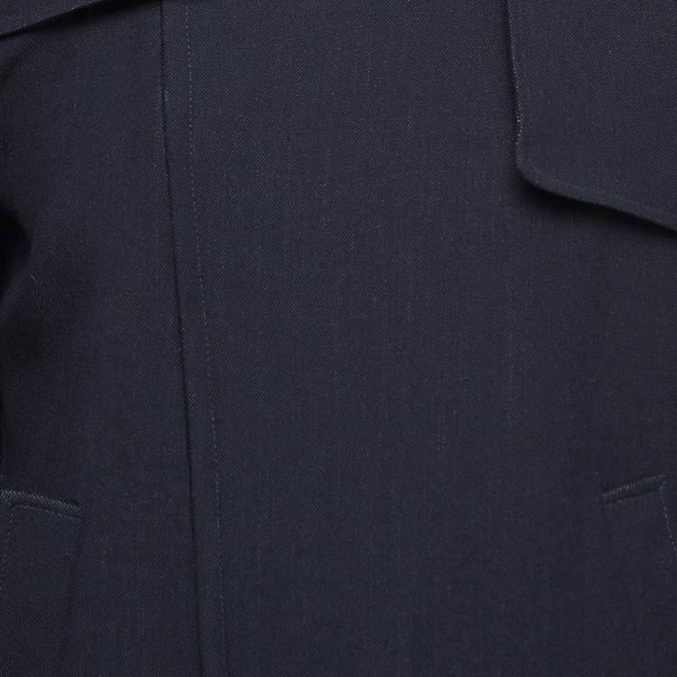Pre Owned Emporio Armani Navy Blue Gabardine Zip-Up Jacket M