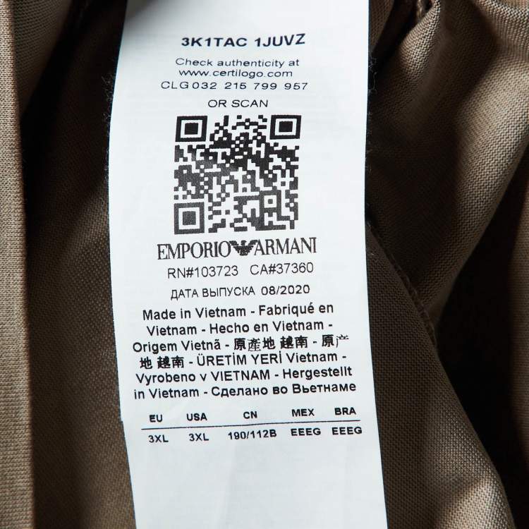 مملوكة مسبقًا Emporio Armani Brown Jersey Logo Embroidered Crew Neck T-Shirt 3XL