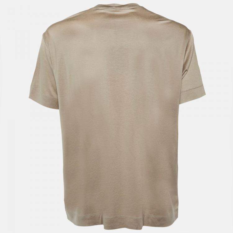 مملوكة مسبقًا Emporio Armani Brown Jersey Logo Embroidered Crew Neck T-Shirt 3XL