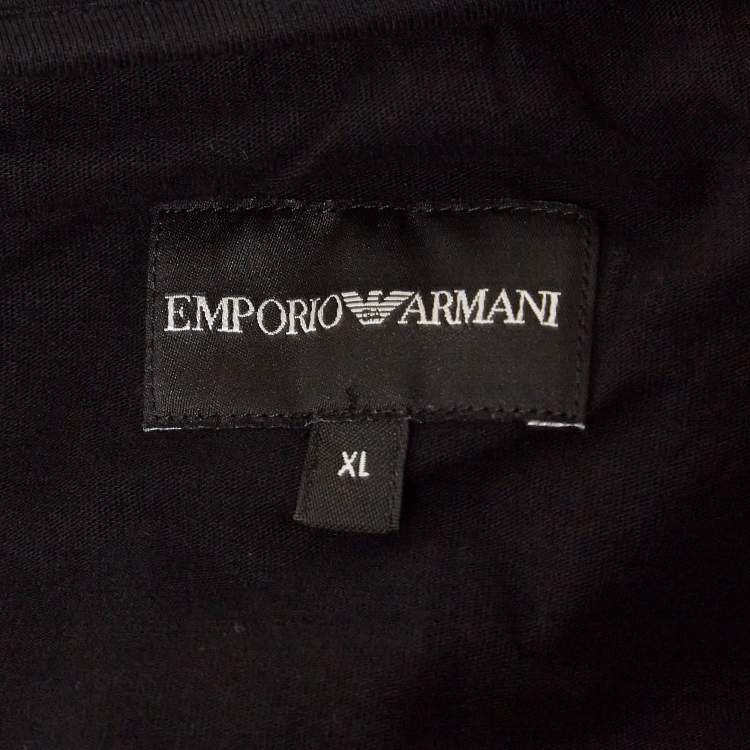 Pre Owned Emporio Armani Black Embroidered Cotton Blend Sweatpants XL