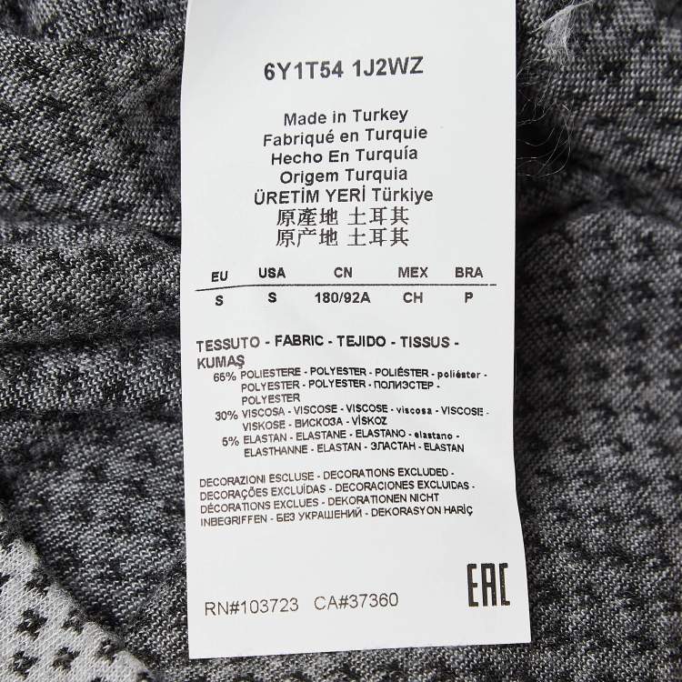 Pre Owned Emporio Armani Grey Patterned Knit Crew Neck T-Shirt S