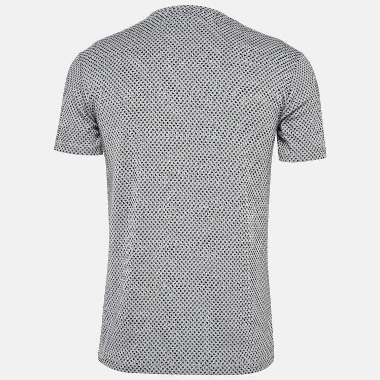 Pre Owned Emporio Armani Grey Patterned Knit Crew Neck T-Shirt S