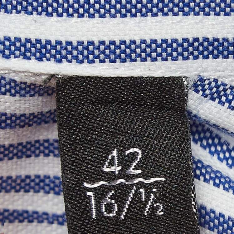 Pre Owned Emporio Armani Blue Pinstripe Cotton Modern Fit Shirt XL
