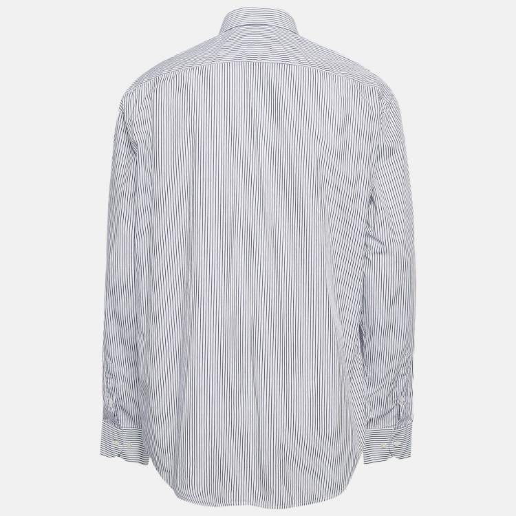 Pre Owned Emporio Armani Blue Pinstripe Cotton Modern Fit Shirt XXXL