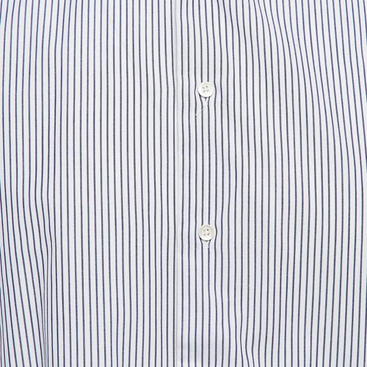 Pre Owned Emporio Armani Blue Pinstripe Cotton Modern Fit Shirt XXXL