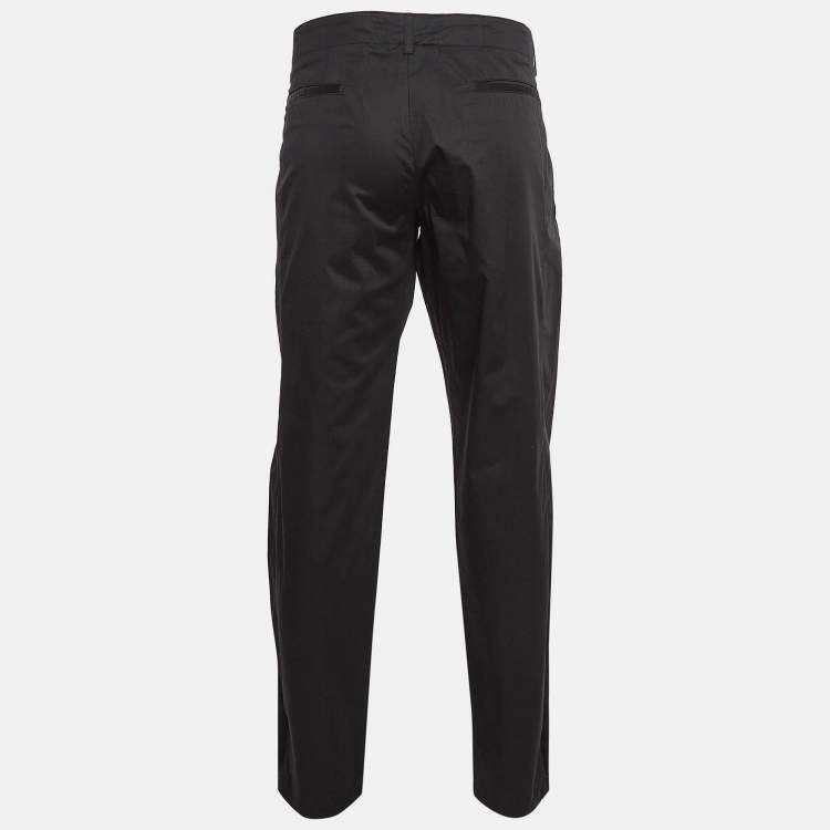 Pre Owned Emporio Armani Black Cotton Pleated Trousers L
