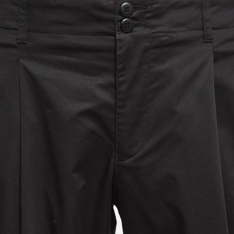 Pre Owned Emporio Armani Black Cotton Pleated Trousers L