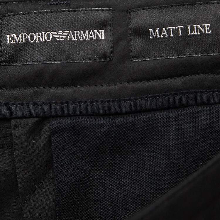 Pre Owned Emporio Armani Black Cotton Pleated Trousers L