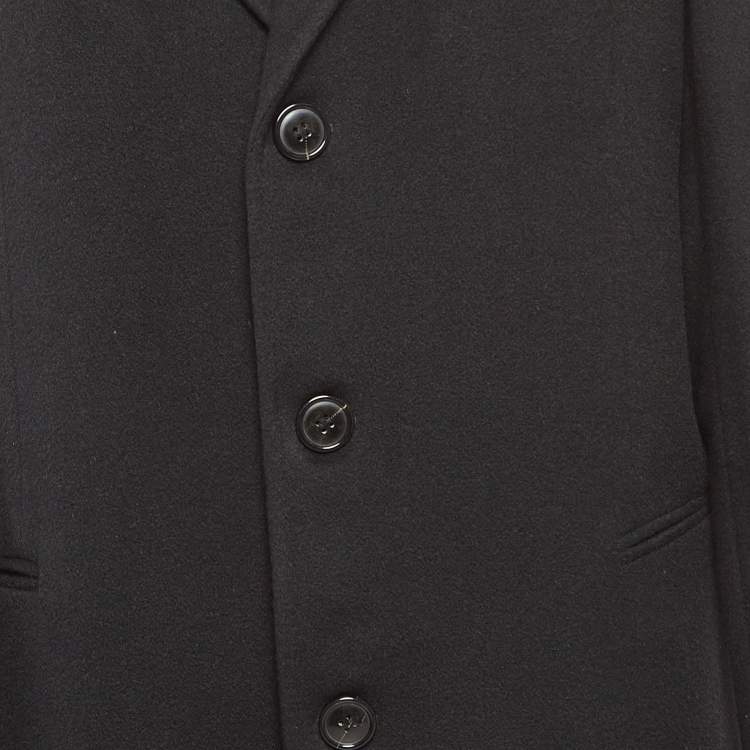 Pre Owned Emporio Armani Black Cashmere Felt Long Coat XL
