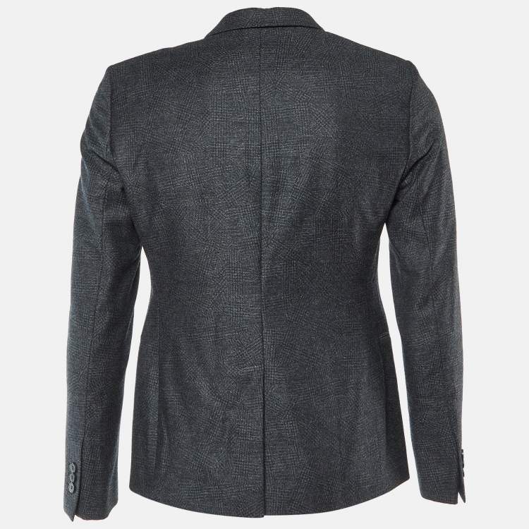 Pre Owned Emporio Armani Dark Grey Virgin Wool Single Breasted Blazer S