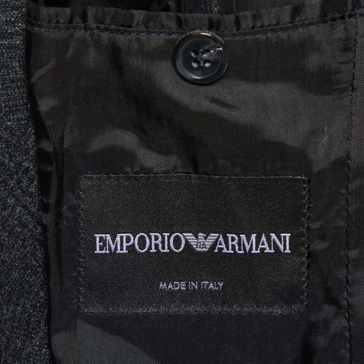 Pre Owned Emporio Armani Dark Grey Virgin Wool Single Breasted Blazer S