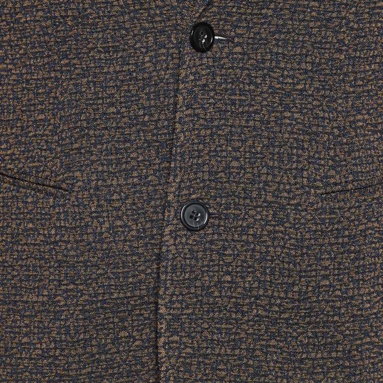 Pre Owned Emporio Armani Brown/Blue Patterned Crepe Single Breasted Jacket S
