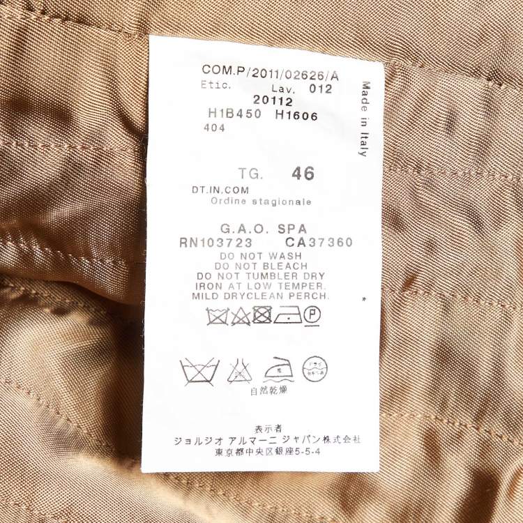 Pre Owned Emporio Armani Brown Virgin Wool Long Double Layered Coat S