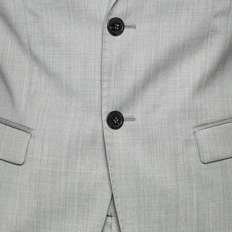 Pre Owned Emporio Armani Grey Virgin Wool David Line Suit M