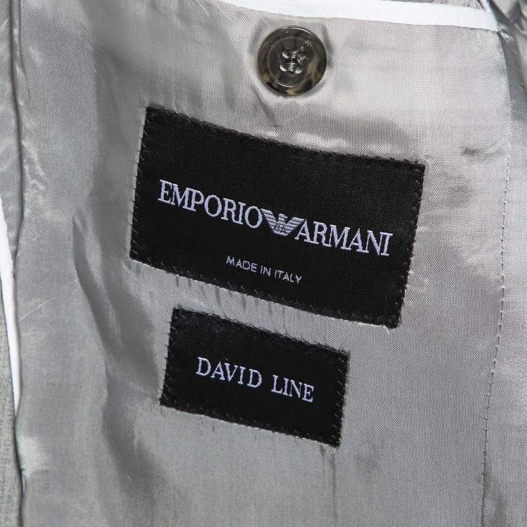 Pre Owned Emporio Armani Grey Virgin Wool David Line Suit M