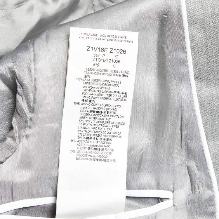 Pre Owned Emporio Armani Grey Virgin Wool David Line Suit M
