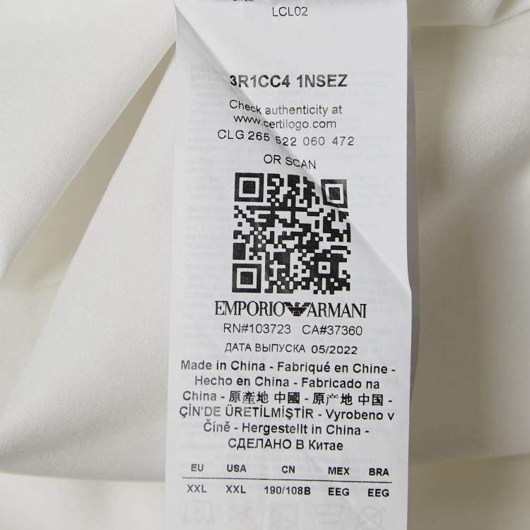 Pre Owned Emporio Armani White Floral Embroidery Lyocell Blend Oversized Shirt XXL