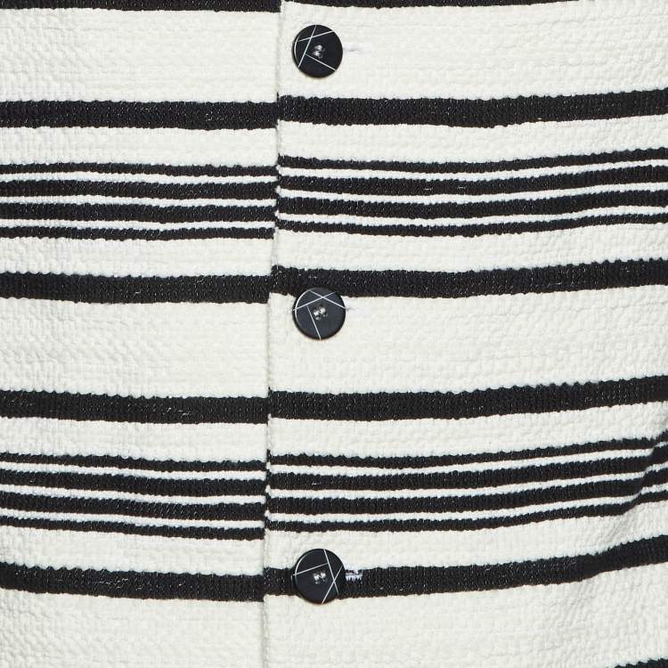 Pre Owned Emporio Armani Monochrome Striped Cotton Button Front Jacket L