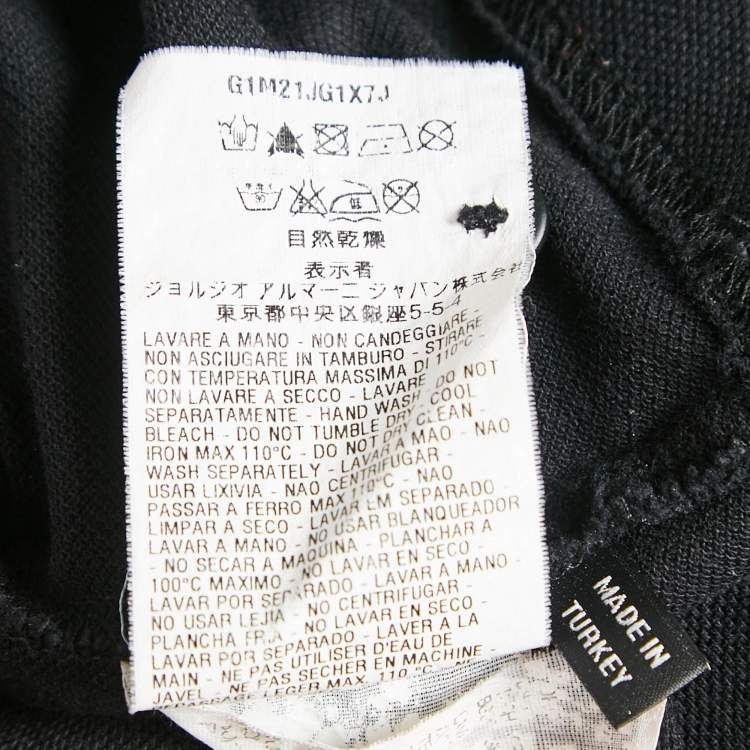 Pre Owned Emporio Armani Black Cotton Pique Polo T-Shirt L