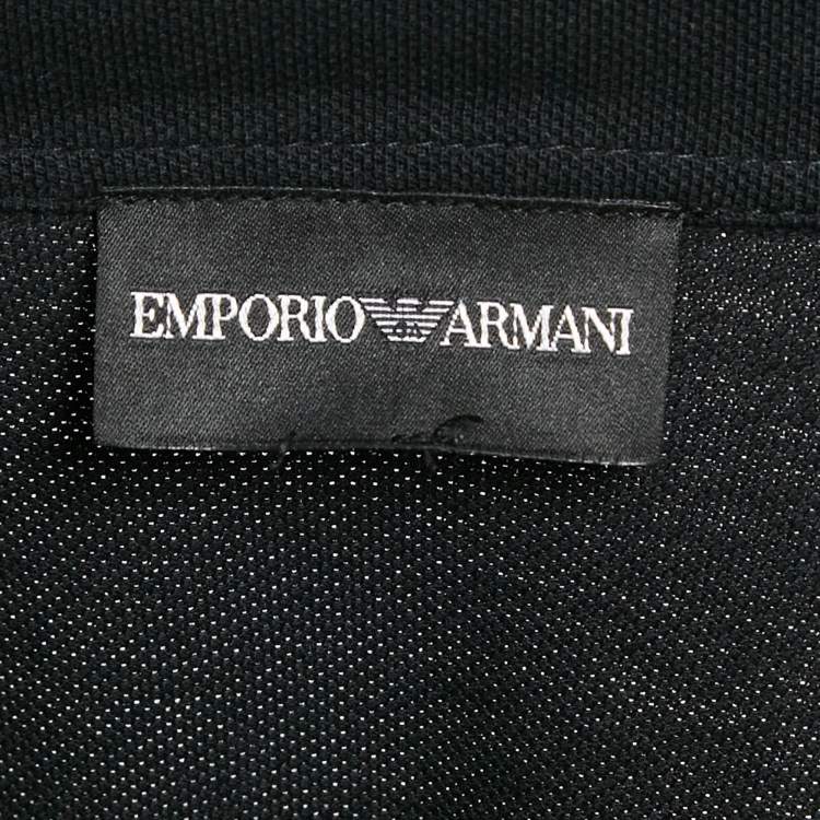 Pre Owned Emporio Armani Black Cotton Pique Polo T-Shirt L
