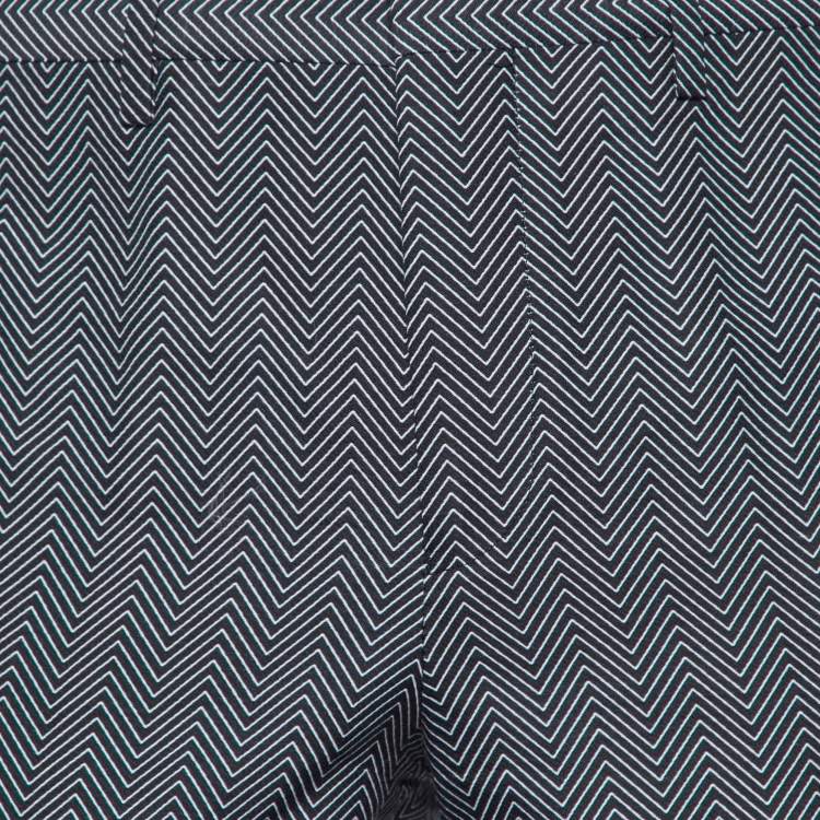 Pre Owned Emporio Armani Black Herringbone Wool & Silk Tailored Trousers M