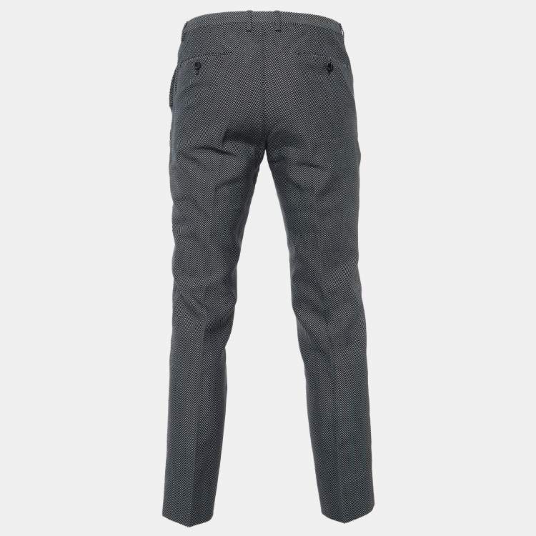 Pre Owned Emporio Armani Black Herringbone Wool & Silk Tailored Trousers M