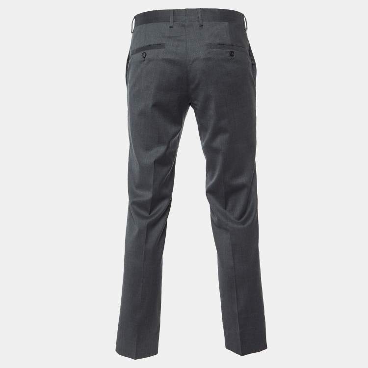 Pre Owned Emporio Armani Grey Virgin Wool Pants M