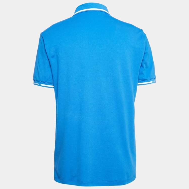 Pre Owned Emporio Armani Blue Cotton Jersey Polo T-Shirt XL