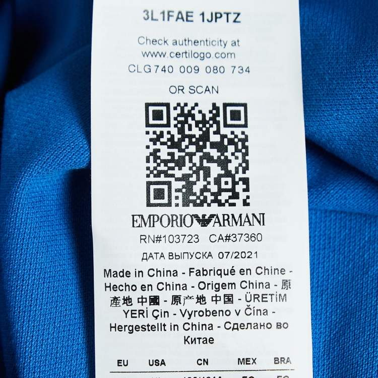 Pre Owned Emporio Armani Blue Cotton Jersey Polo T-Shirt XL