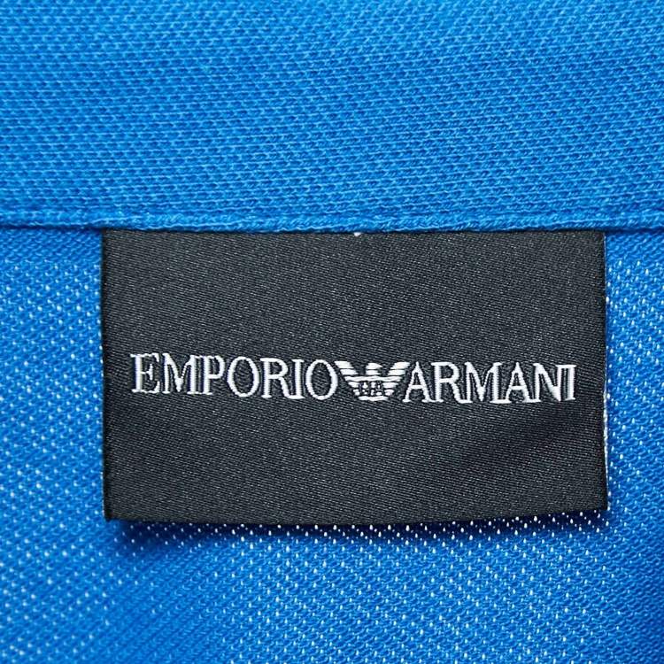 Pre Owned Emporio Armani Blue Cotton Jersey Polo T-Shirt XL