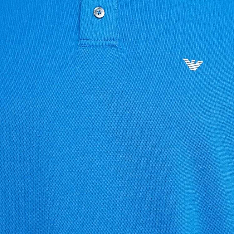 Pre Owned Emporio Armani Blue Cotton Jersey Polo T-Shirt XL
