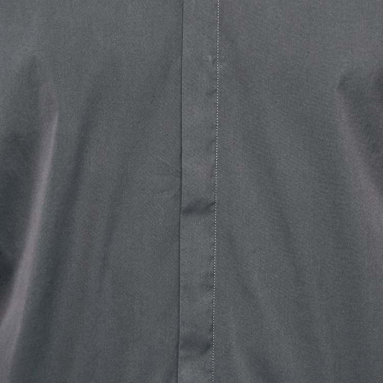 Pre Owned Emporio Armani Grey Stretch Cotton Long Sleeve Shirt XXXL