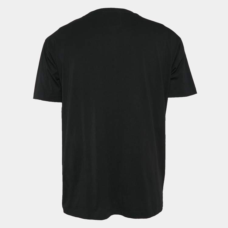 Pre Owned Emporio Armani Black Logo Print Cotton Crew Neck T-Shirt XXL