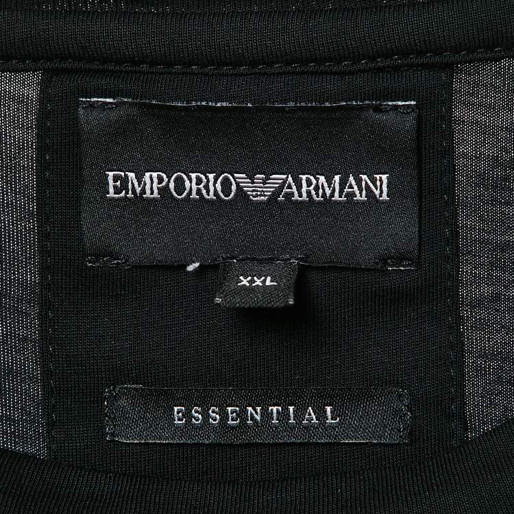 Pre Owned Emporio Armani Black Logo Print Cotton Crew Neck T-Shirt XXL