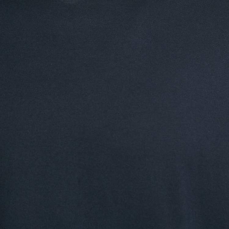 Pre Owned Emporio Armani Navy Blue Logo Embroidered Cotton Crew Neck T-Shirt XXL