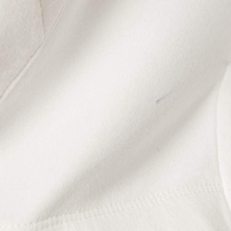 Pre Owned Emporio Armani White Logo Print Neoprene Short Sleeve Hoodie L