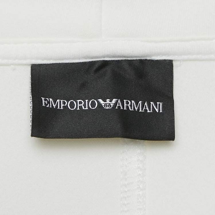 Pre Owned Emporio Armani White Neoprene Zip-Up Hoodie M
